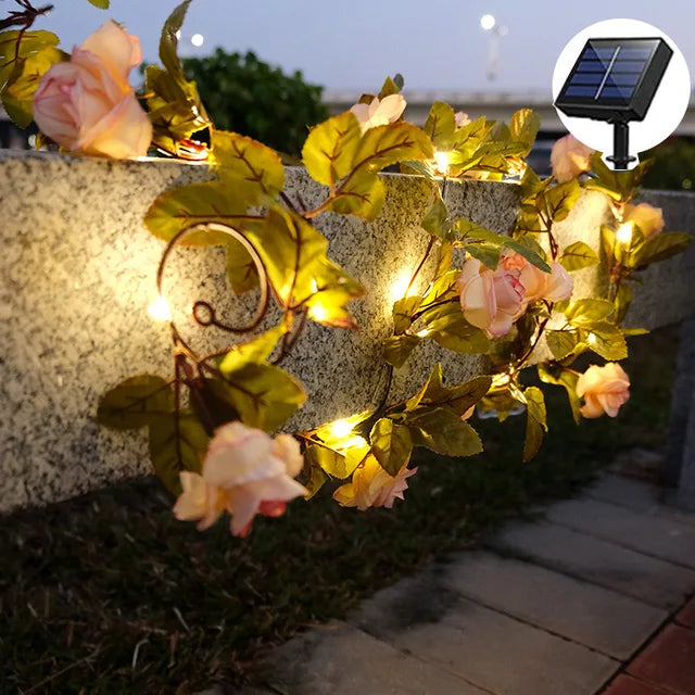 LumiLeaf - Luz de Cordão Solar LED com Folha de Bordo – Resistente ao Tempo e Poupa Energia para Jardim e Varanda
