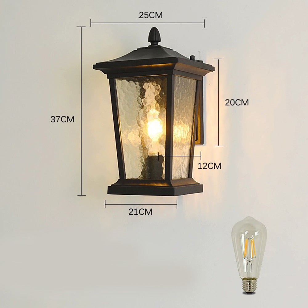 Lampada da parete esterna in vetro impermeabile stile rustico