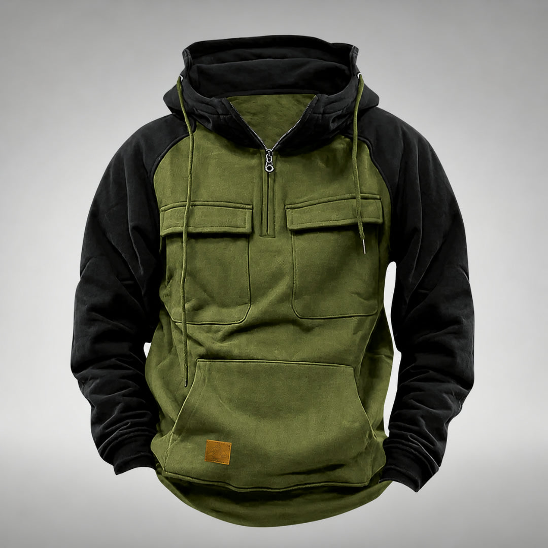 Felpa da uomo con cappuccio, zip, sportiva, casual, outdoor, calda