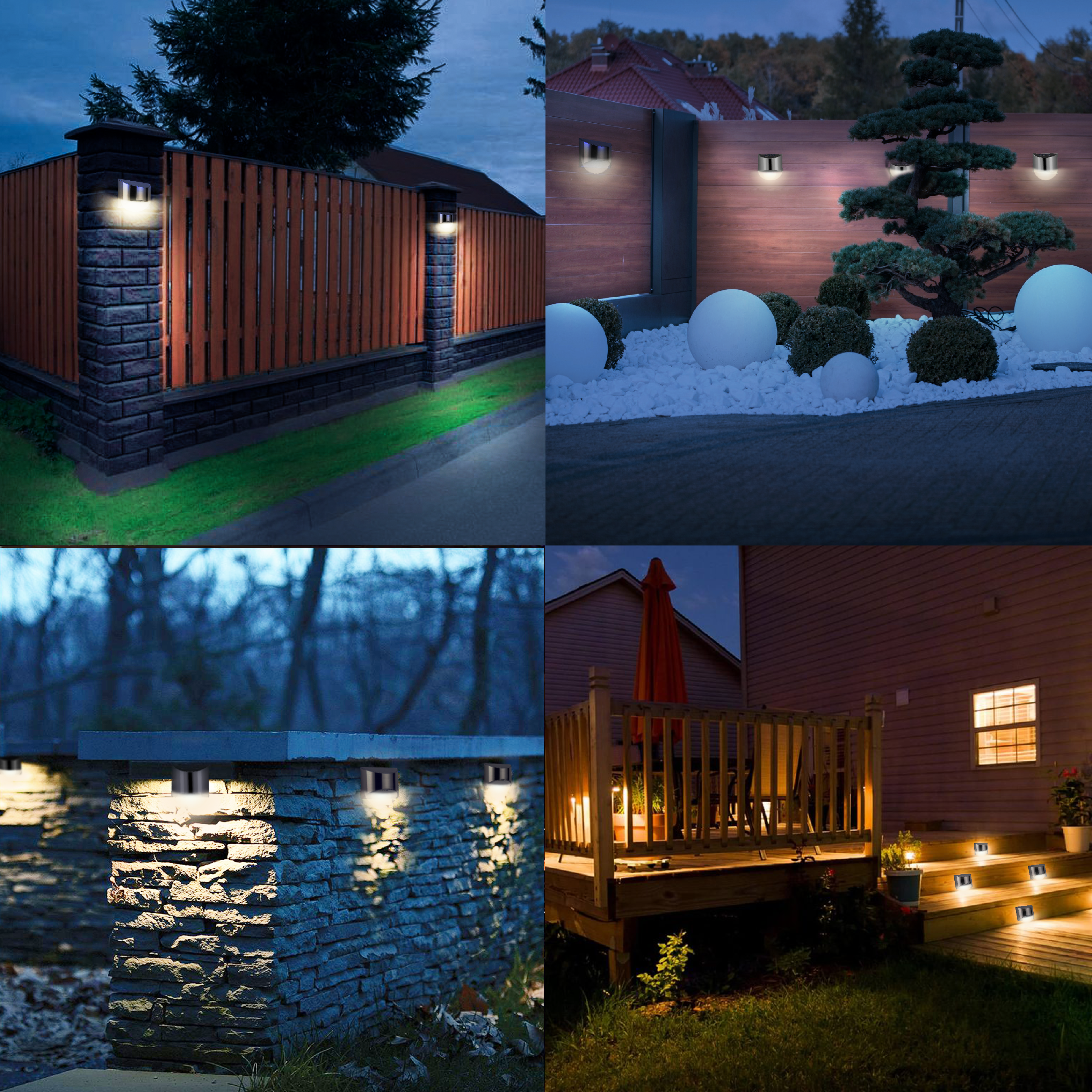 EcoSteel - Lâmpadas de Parede Exteriores Solares LED Impermeáveis