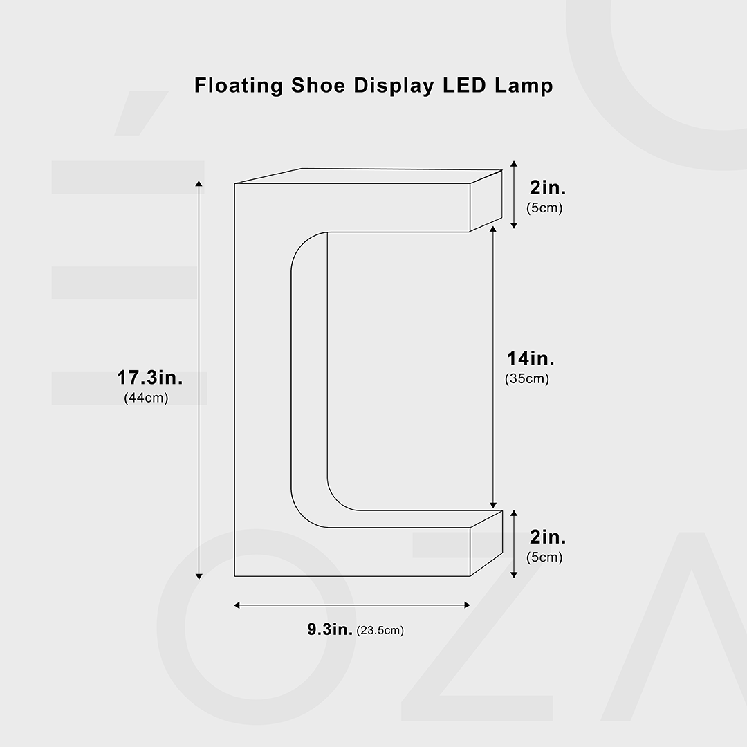 Expositor flutuante para calçado com lâmpada LED