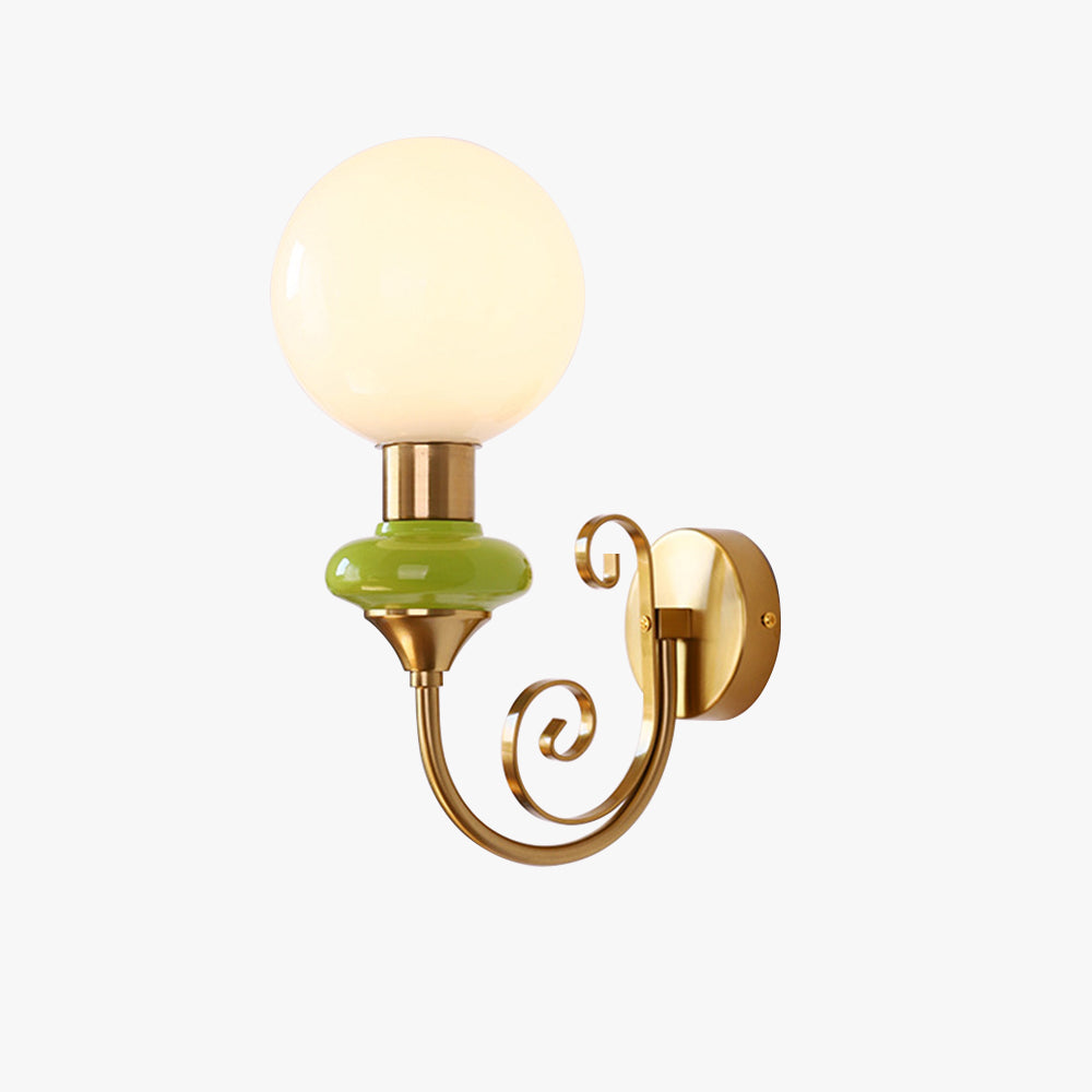 Lampada da parete francese retrò in vetro a 1 luce