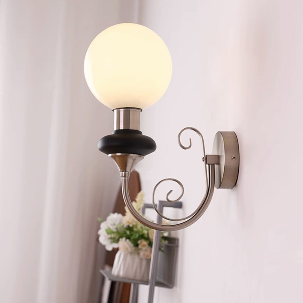 Lampada da parete francese retrò in vetro a 1 luce