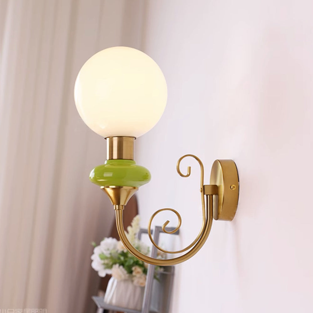 Lampada da parete francese retrò in vetro a 1 luce