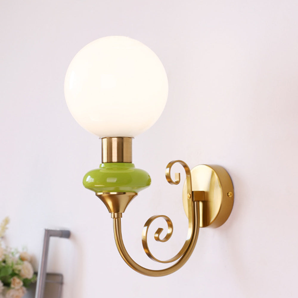 Lampada da parete francese retrò in vetro a 1 luce
