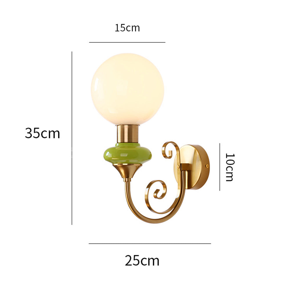 Lampada da parete francese retrò in vetro a 1 luce