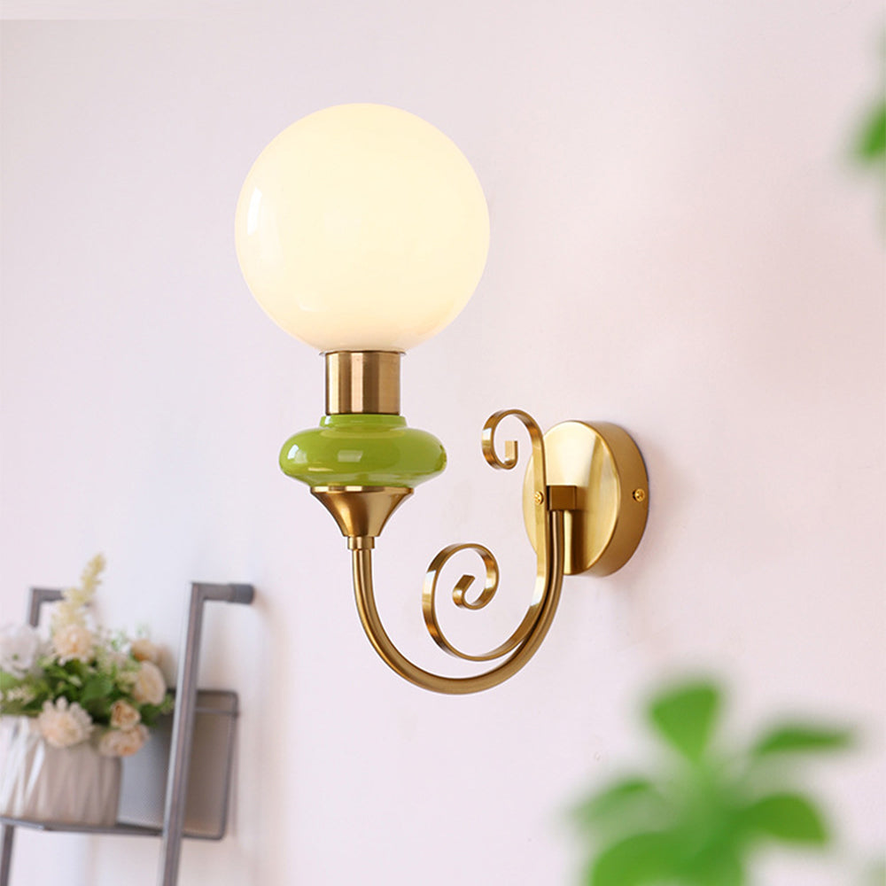 Lampada da parete francese retrò in vetro a 1 luce