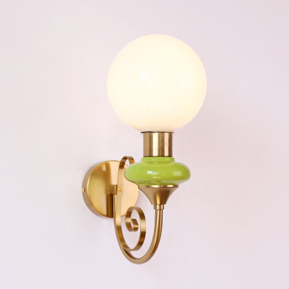 Lampada da parete francese retrò in vetro a 1 luce