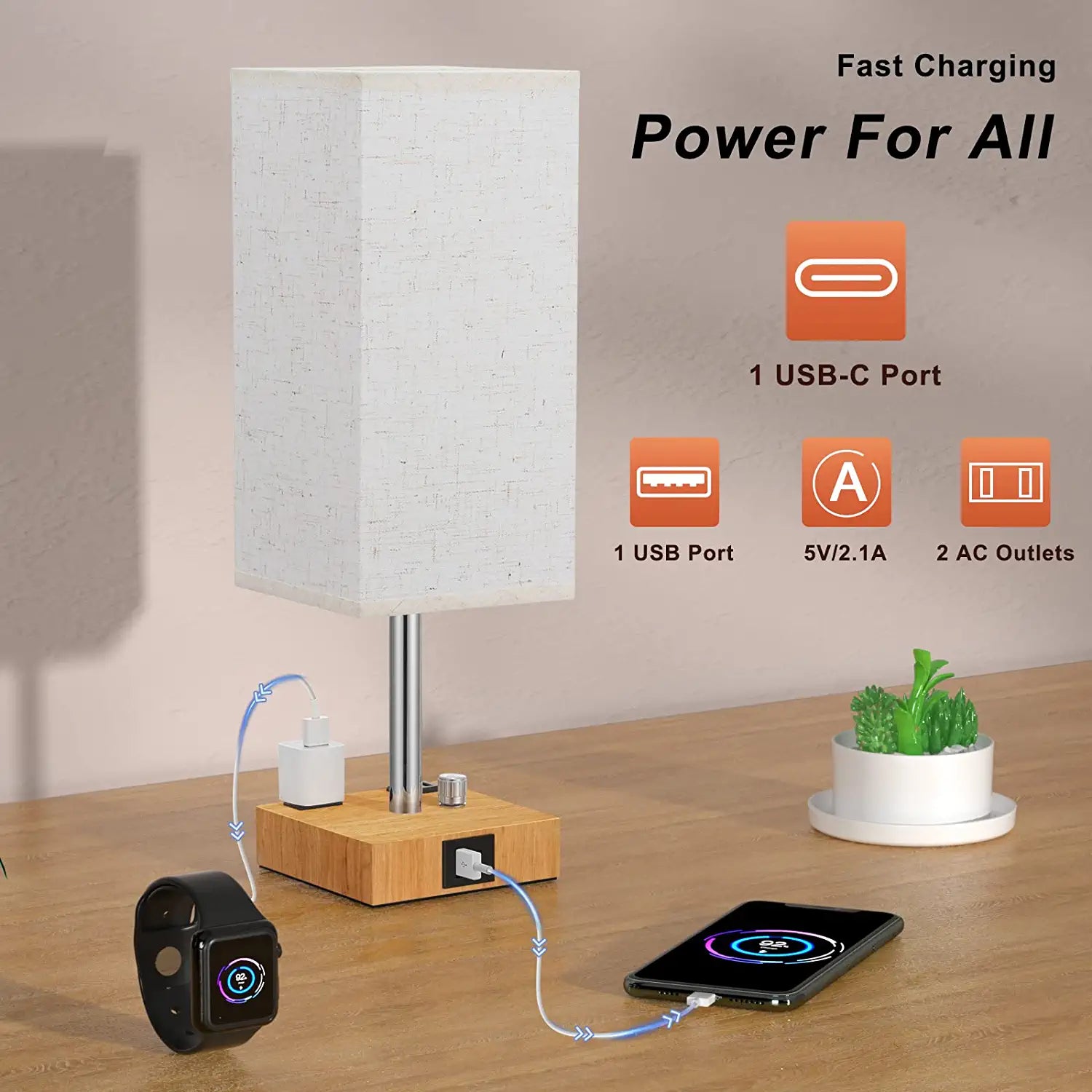 Lampada da tavolo con altoparlante e caricatore wireless