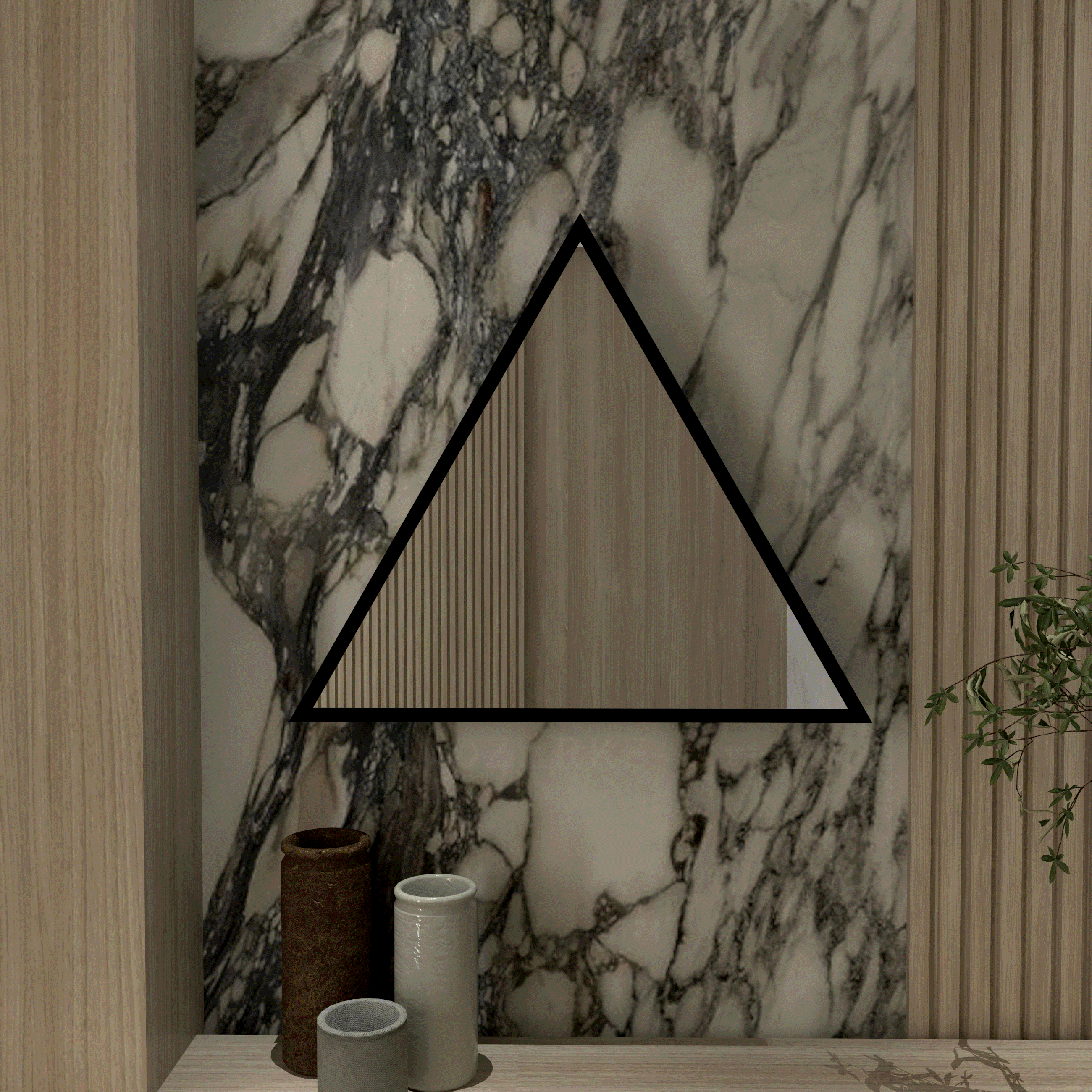 Lámpara de pared espejo infinito triángulo 3D