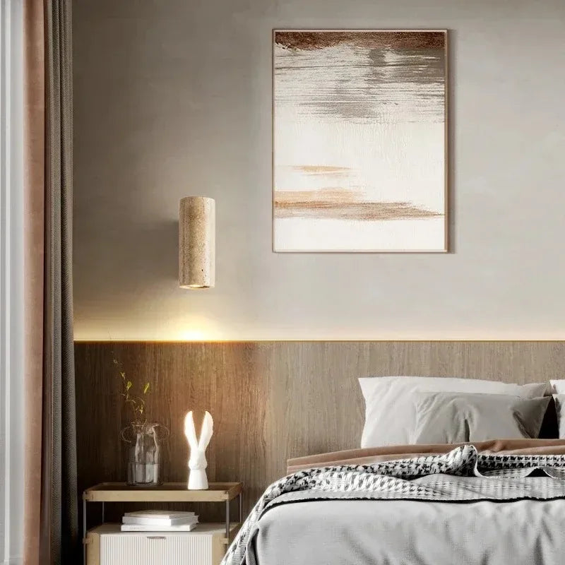 StoneGlow - Lampada da parete moderna con aspetto in pietra naturale per soggiorno e camera da letto