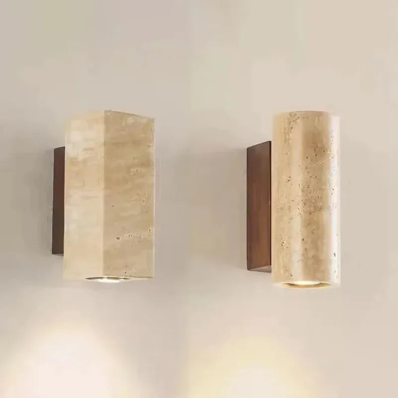 StoneGlow - Lampada da parete moderna con aspetto in pietra naturale per soggiorno e camera da letto
