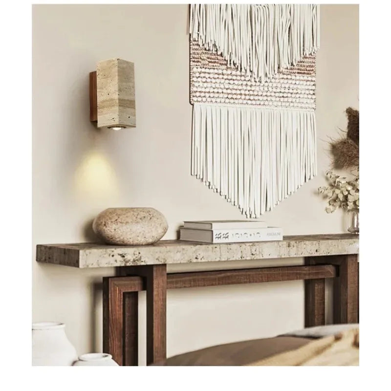 StoneGlow - Lampada da parete moderna con aspetto in pietra naturale per soggiorno e camera da letto