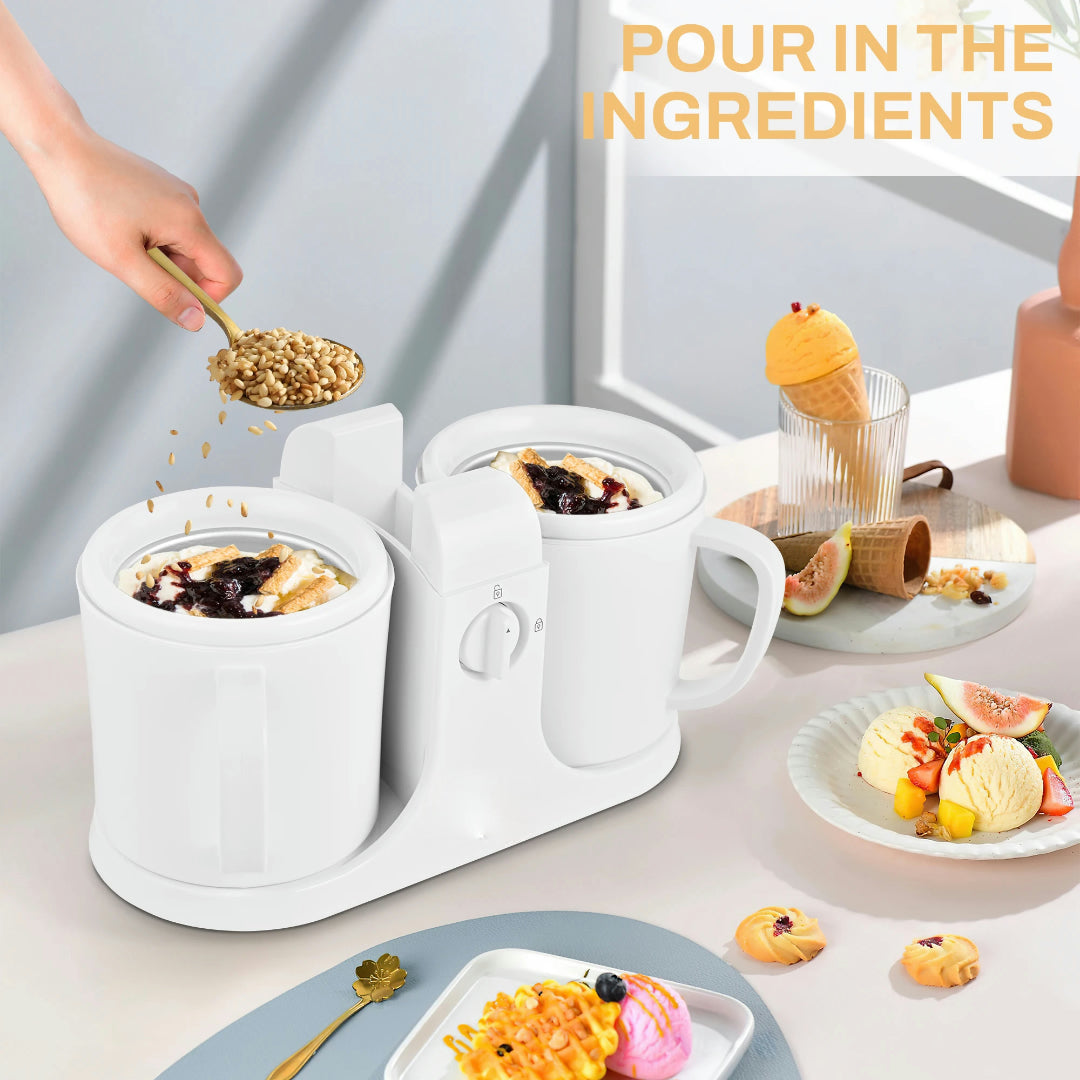 Ice Cream Maker Cooling Cold Desserts Double Containers