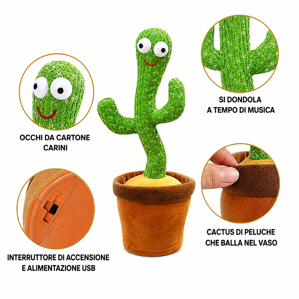 Interactive Cactus Toy Talking Musical Plush Dance