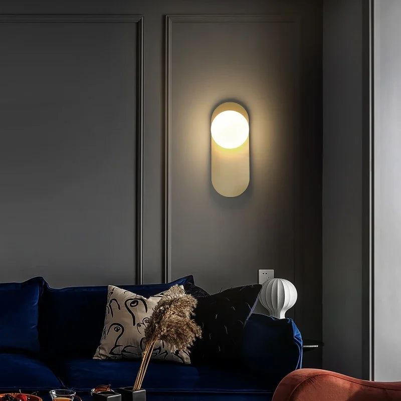 GlowSphere - Modern LED Wall Lamp with Glass Globe for Living Room and Hallway