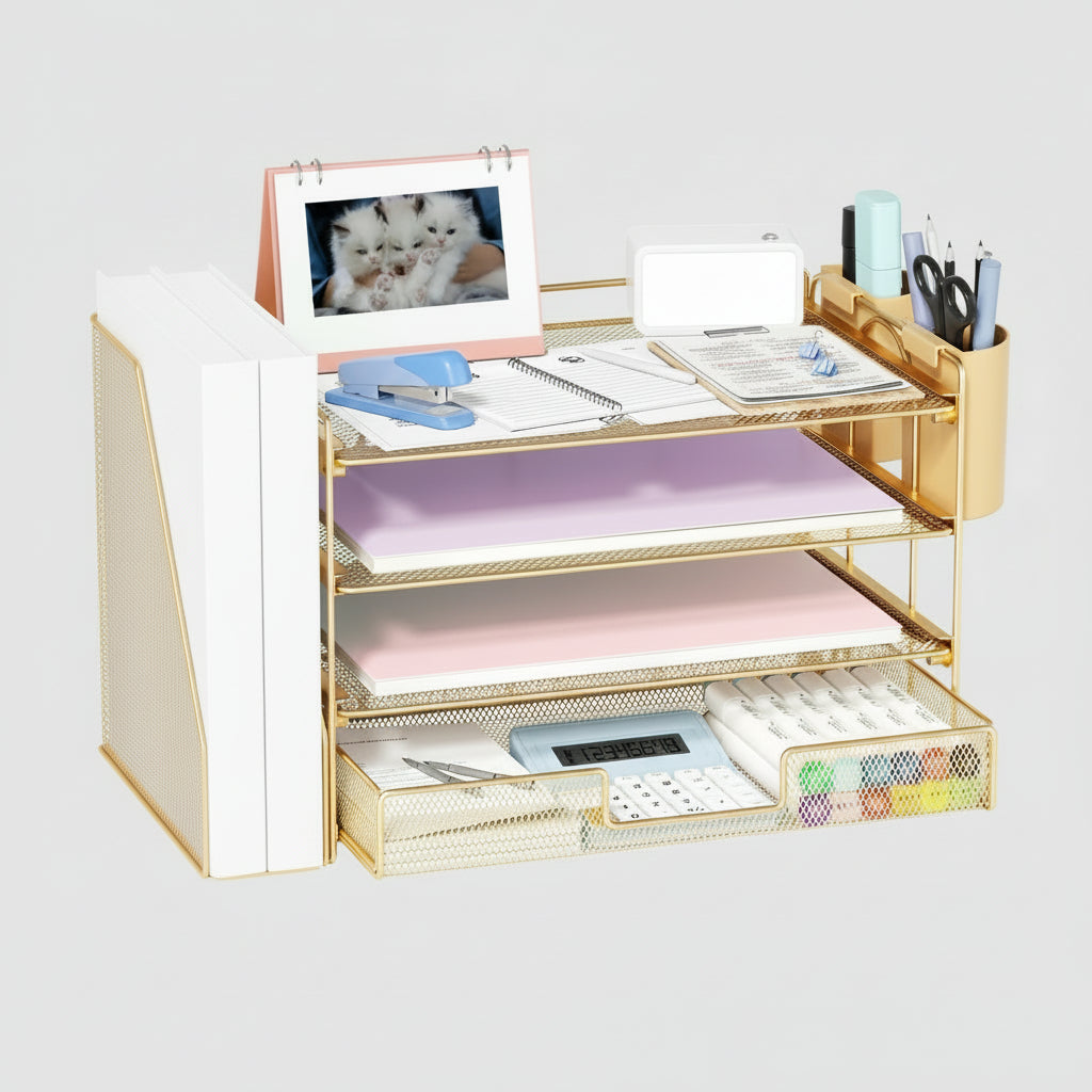 Desk Organizer Adjustable Drawer Vertical File Holder Office Storage
