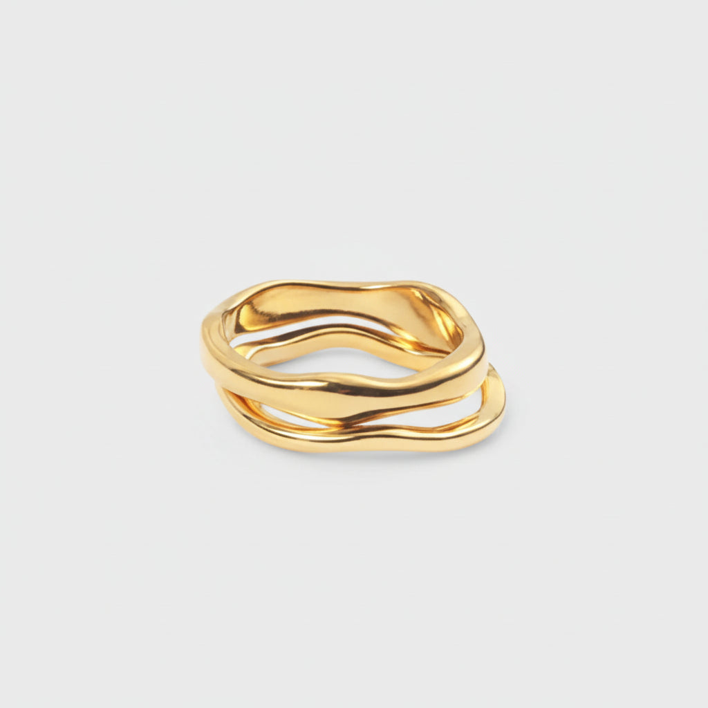 Golden Stacker Ring Stainless Steel Hypoallergenic Waterproof