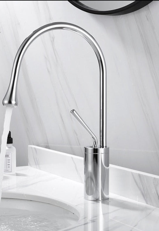 Torneira de Lavatório Estilo Gotas para Casa de Banho Giratória Torneira de Cascata