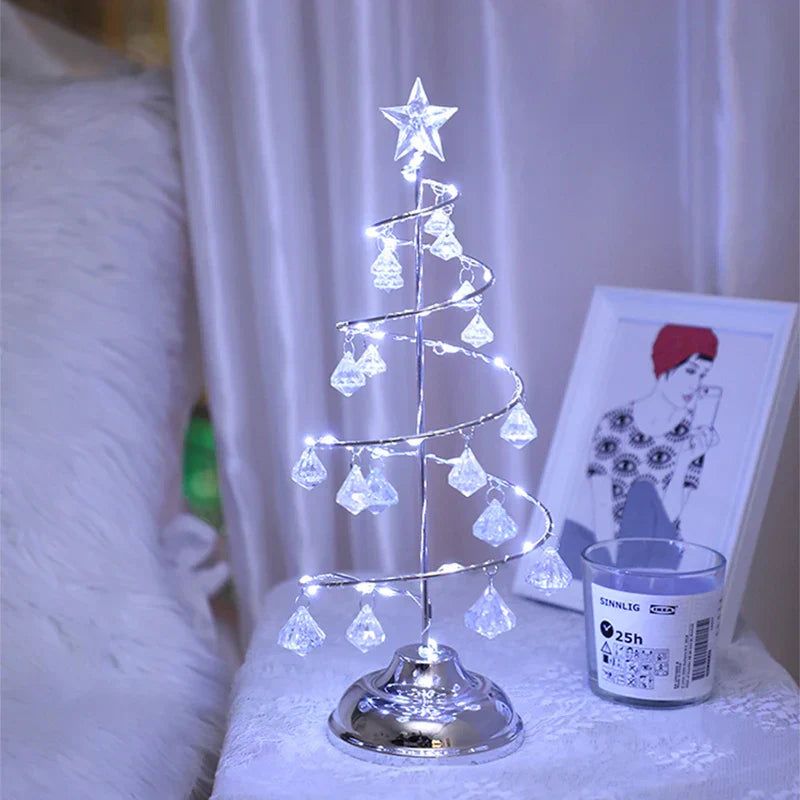 CrystalGlow - Kerstboom Tafellamp met Kristal Decor en LED Verlichting