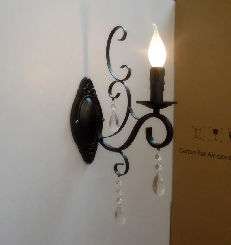 CrystalVintage - Black Wall Lamp Living Room & Bedroom Lighting