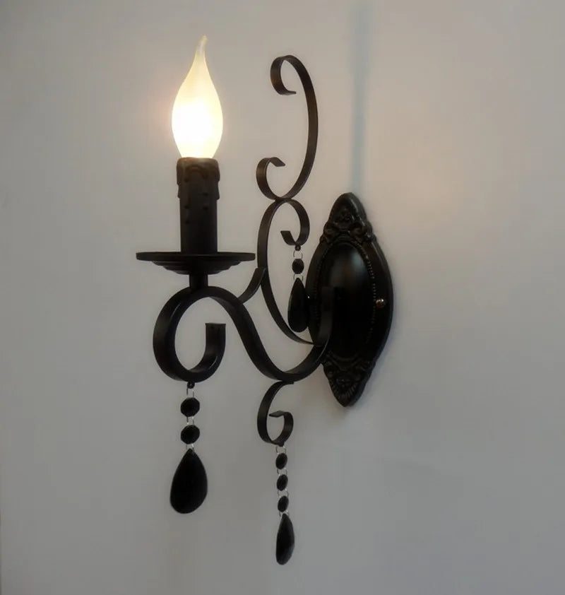 CrystalVintage - Black Wall Lamp Living Room & Bedroom Lighting
