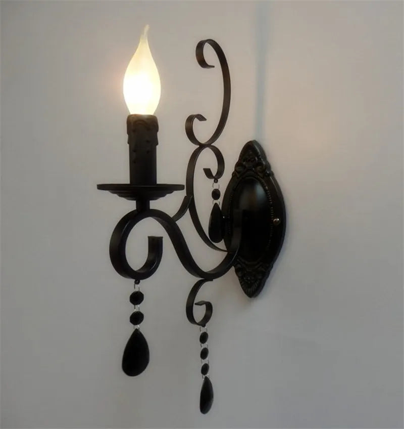 CrystalVintage - Black Wall Lamp Living Room & Bedroom Lighting