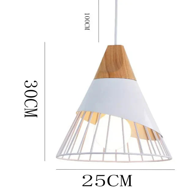 RetroCable - Lampada a sospensione vintage in metallo e legno per soggiorno e sala da pranzo