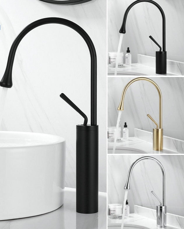 Torneira de Lavatório Estilo Gotas para Casa de Banho Giratória Torneira de Cascata