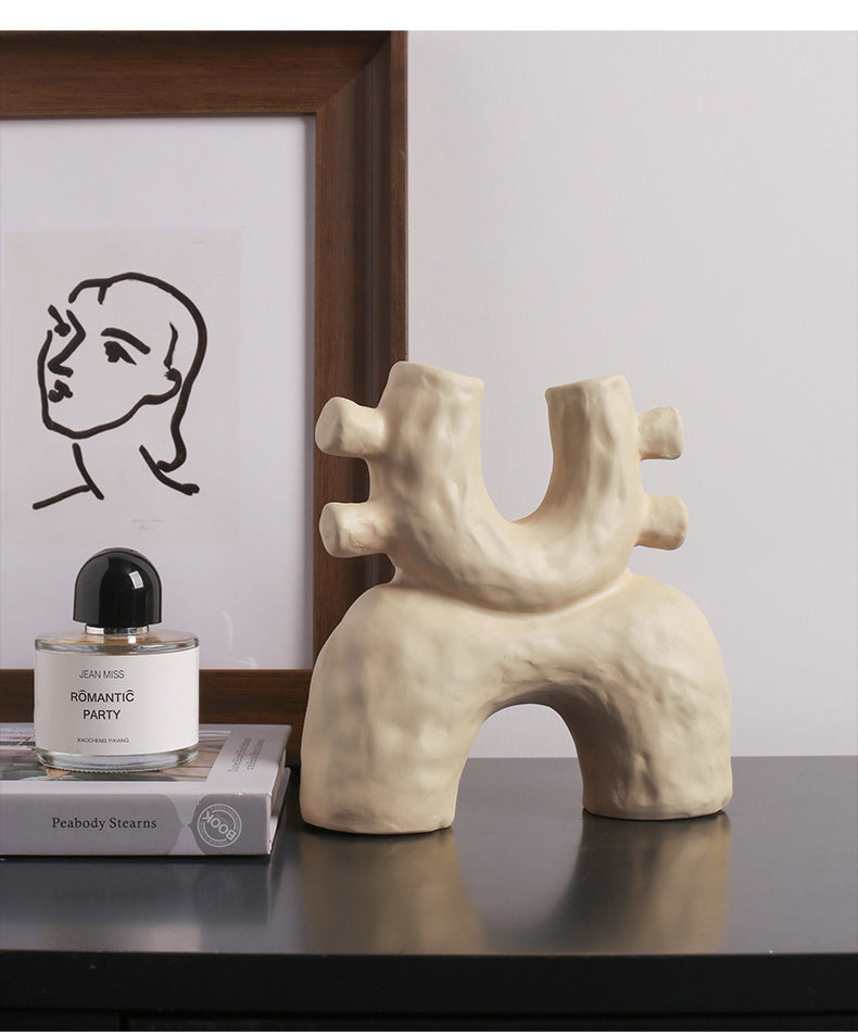 Vaso Escultura Cerâmica Moderna