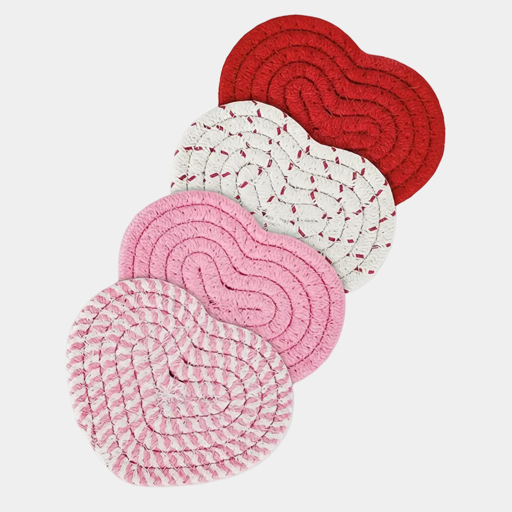 Set Sottobicchieri Intrecciati Forma Cuore