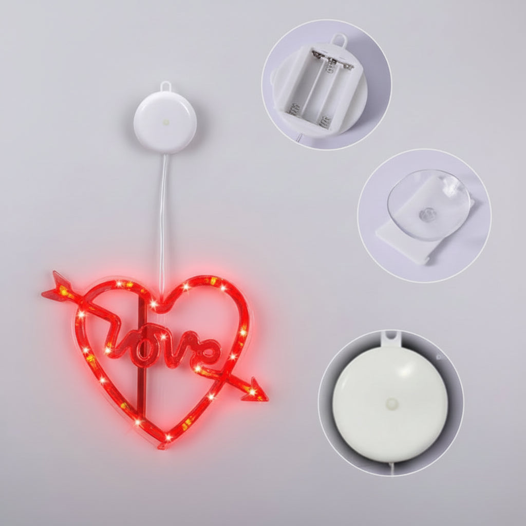 LED Valentijnsverlichting Hartvorm Ramen Deuren