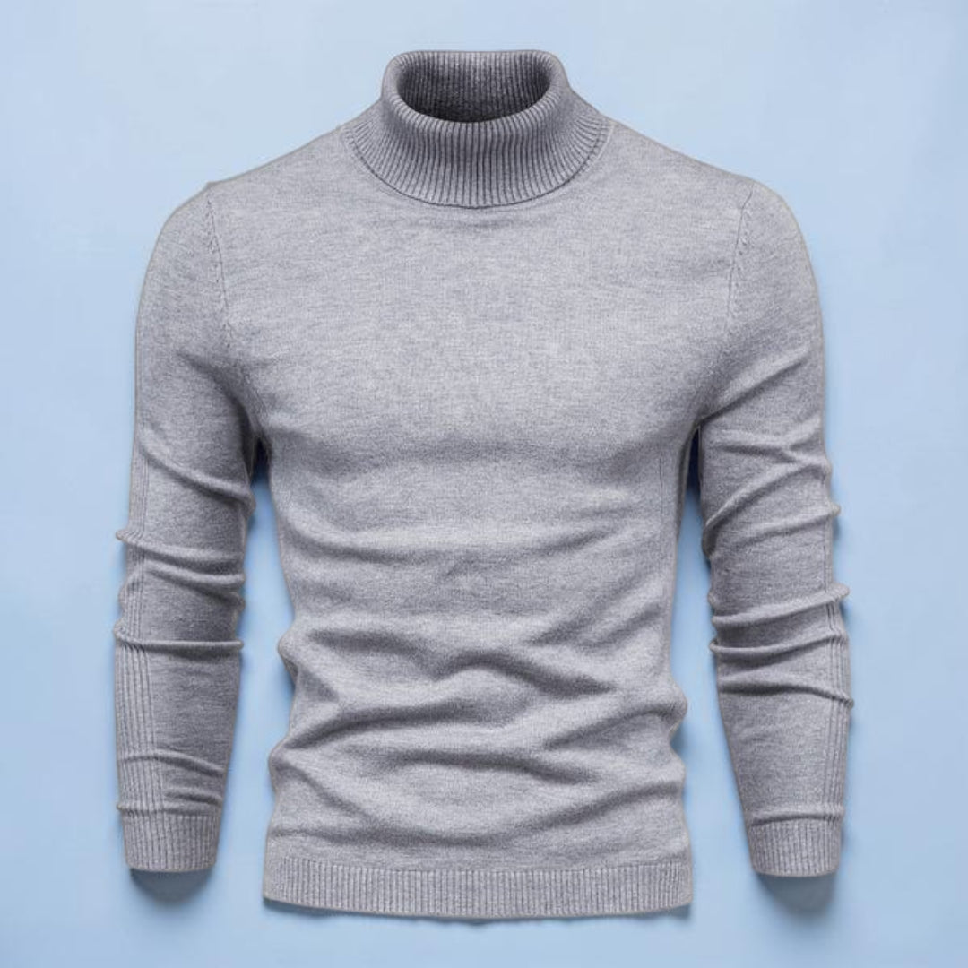 Maglione Uomo Collo Alto Slim Fit Manica Lunga Casual