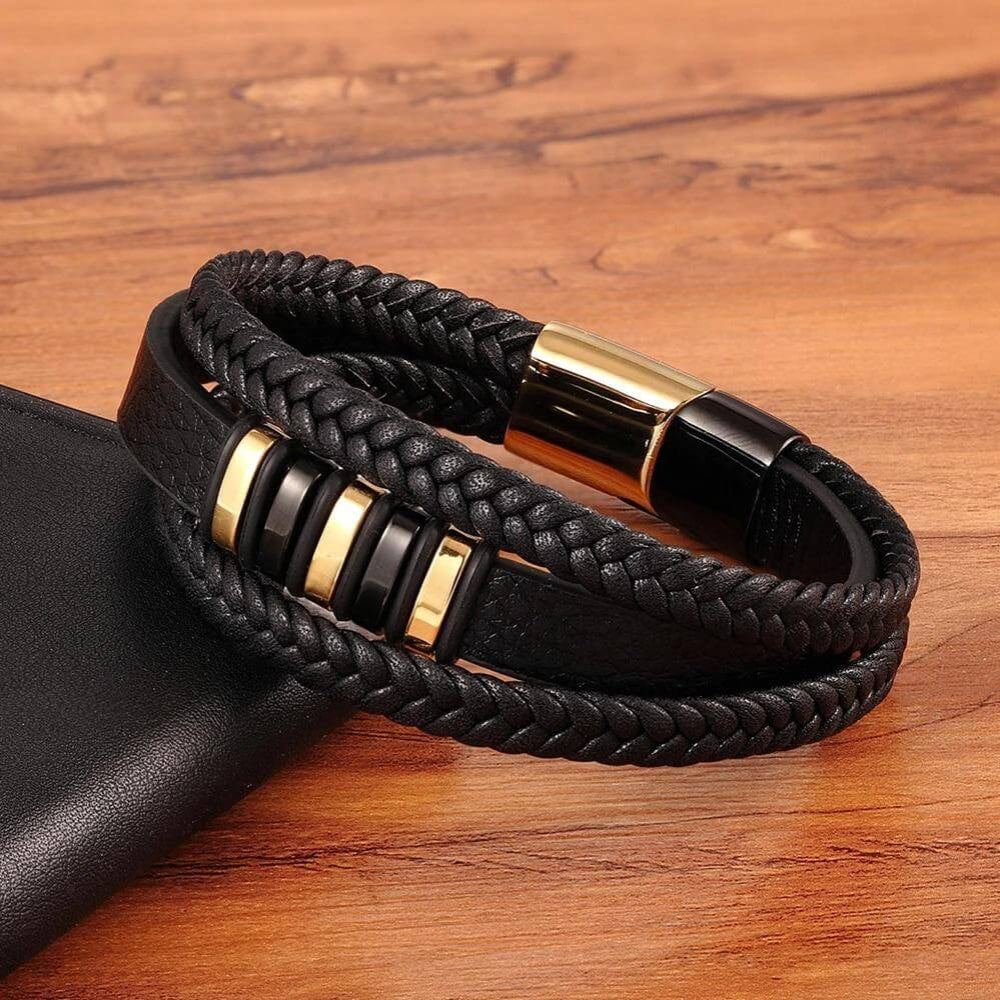 Bracciale Uomo Intrecciato Chiusura Magnetica Bracciale Polso