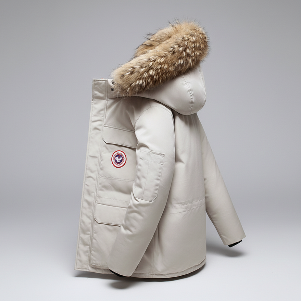 Casaco Parka de Inverno para Homem Grosso Quente com Capuz de Pêlo Médio Comprimento