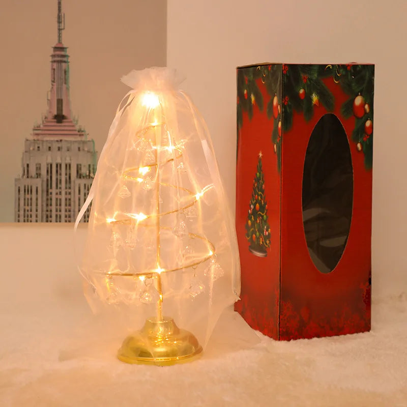 CrystalGlow - Kerstboom Tafellamp met Kristal Decor en LED Verlichting