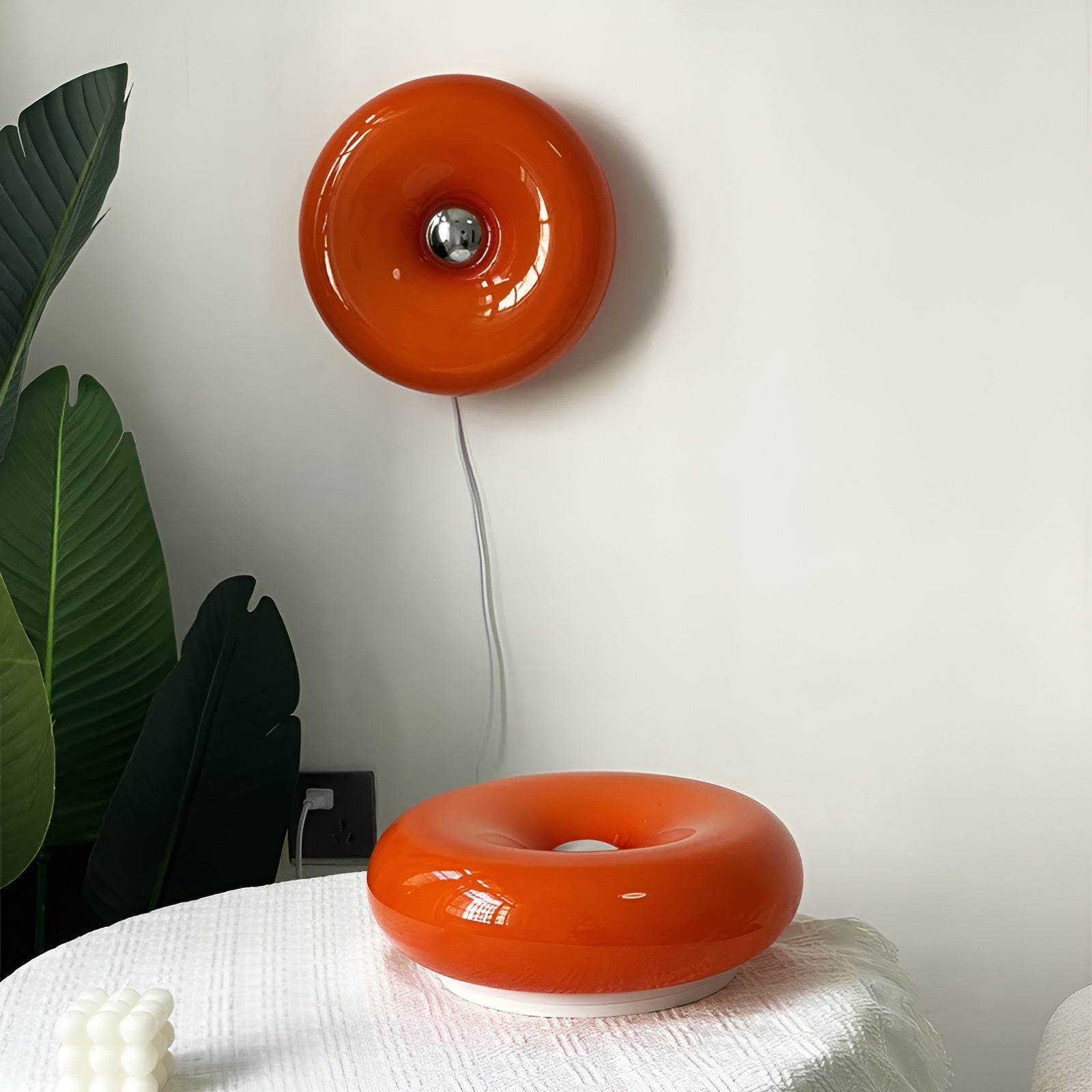 Lámpara Donut Naranja - Lámpara de Pared y de Mesa Estilosa