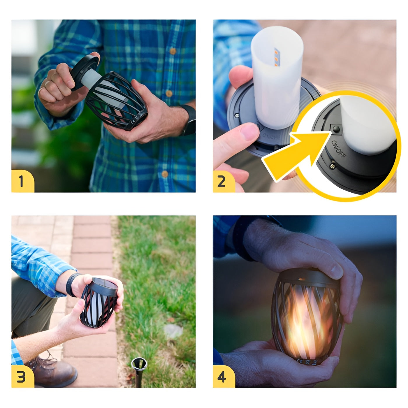 TorchLit - Iluminação Solar Exterior à Prova de Água IP65 com Chama Tremeluzente