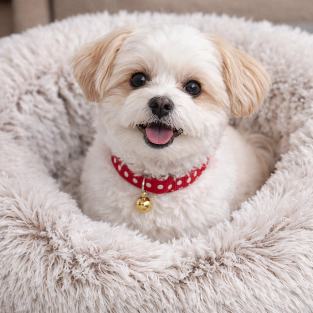 Dog Bed Round Donut Cushion Plush Calming