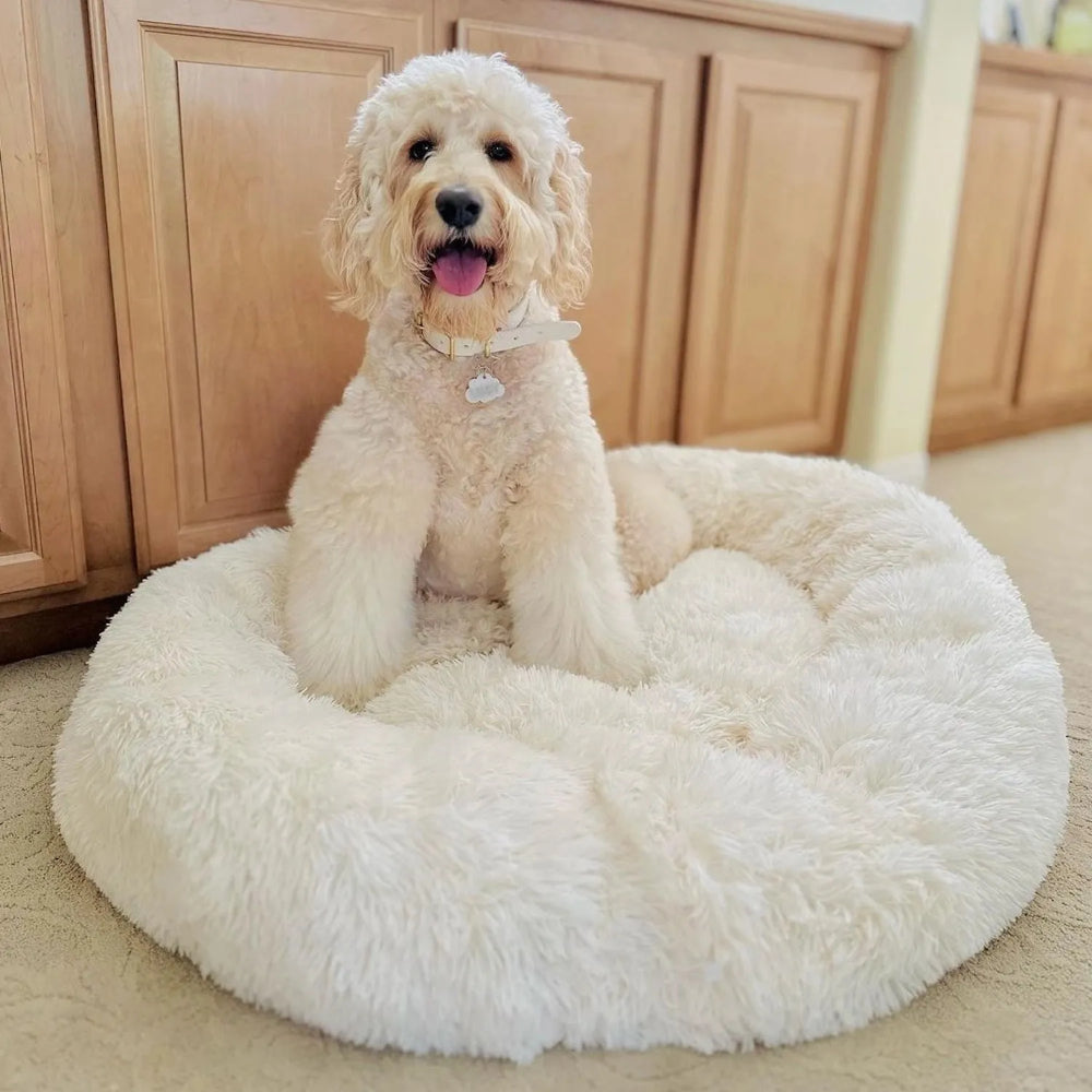 Dog Bed Round Donut Cushion Plush Calming