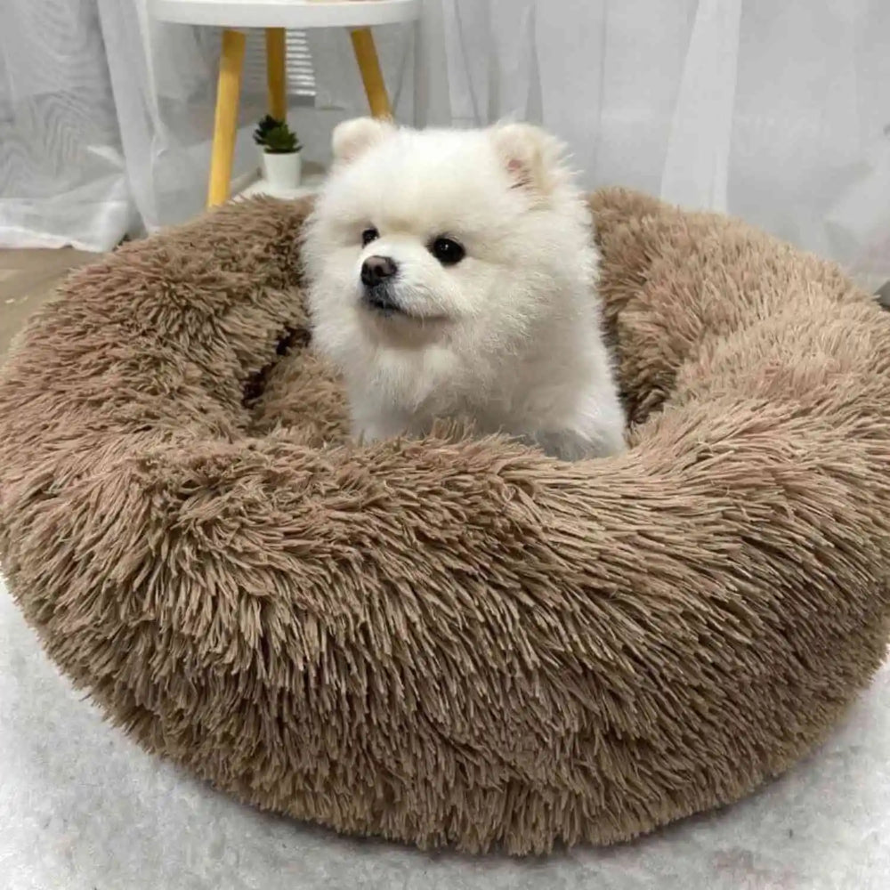 Dog Bed Round Donut Cushion Plush Calming