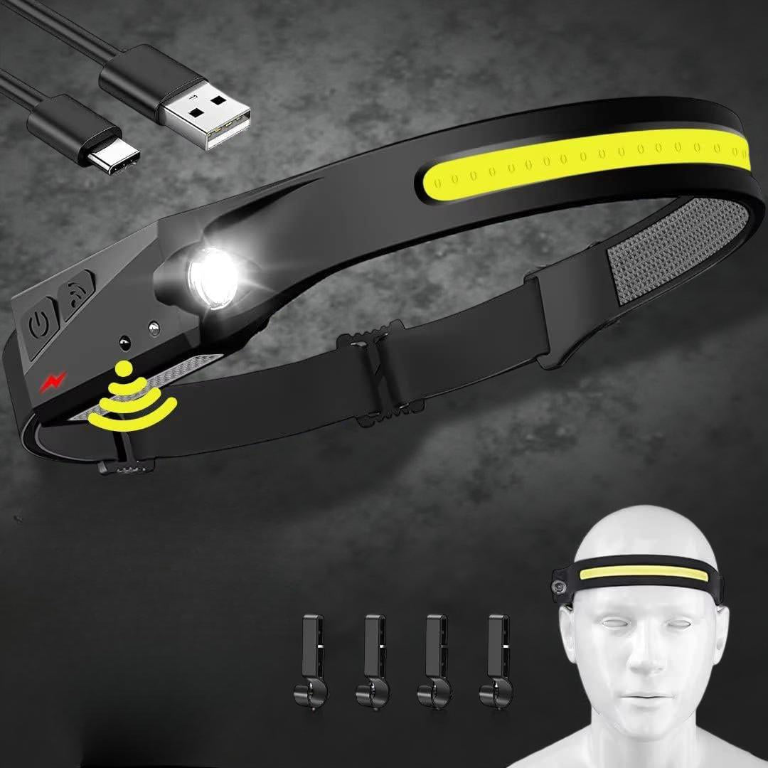 LED Headlamp Motion Sensor Wide Beam Rechargeable
