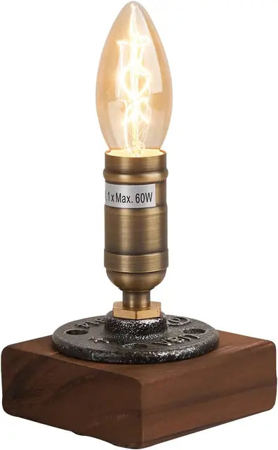 RetroWood - Wooden Table Lamp in Vintage Industrial Style