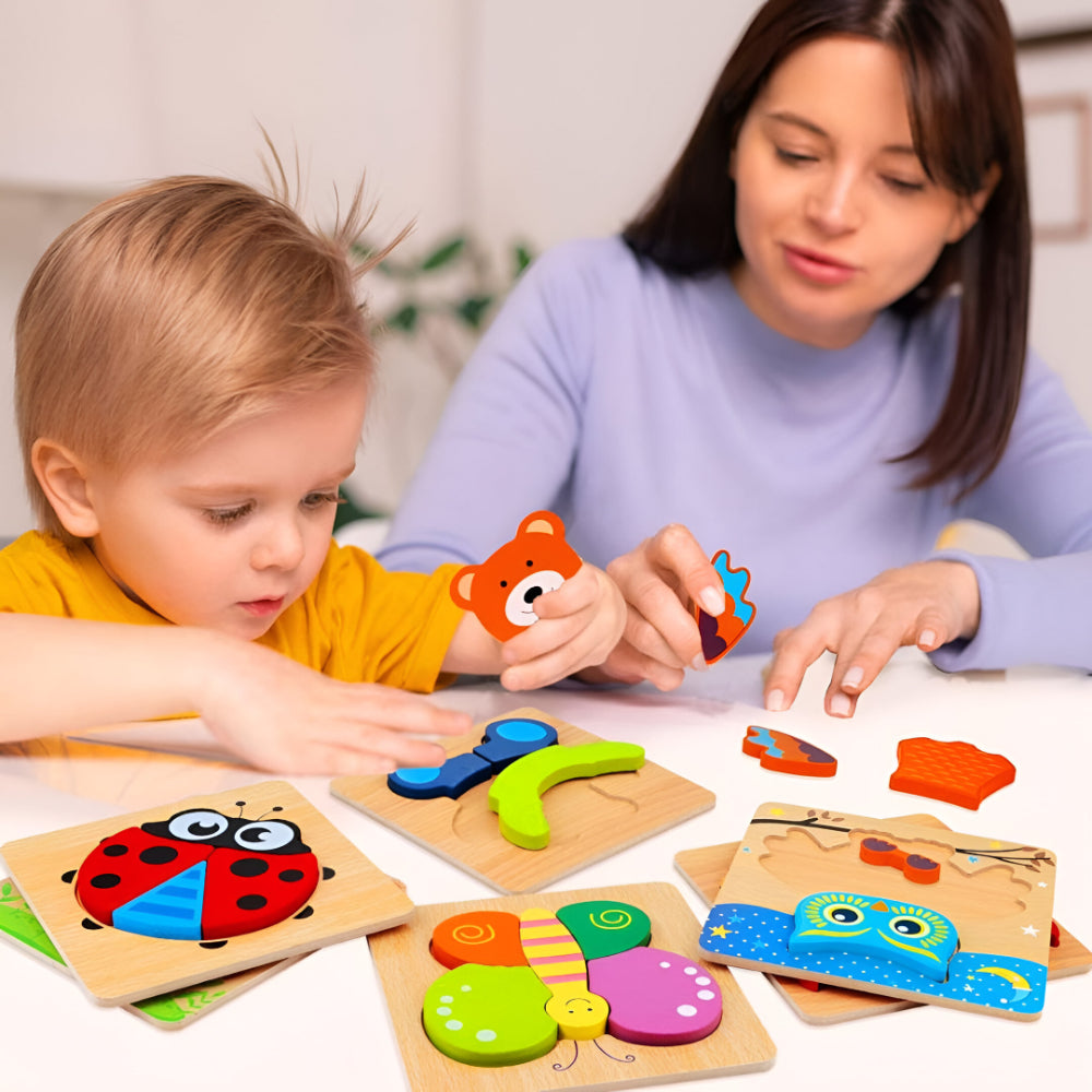 Puzzle Montessori Bambini Legno Animali Educativo