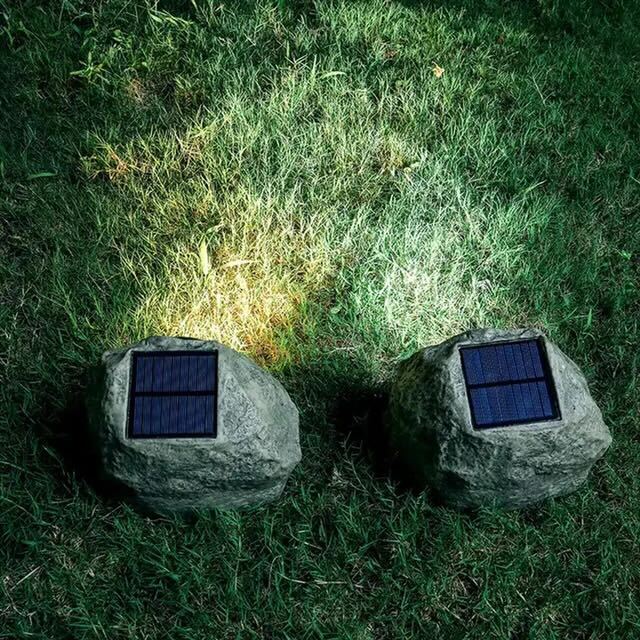 SolarRock - Lâmpada de Jardim Solar com Aspeto de Pedra – Iluminação Exterior LED Resistente ao Tempo com Painel Solar