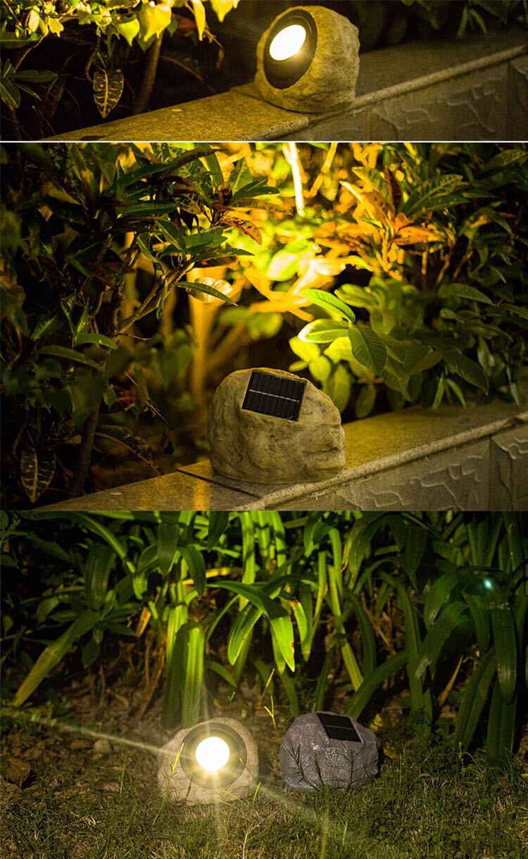 SolarRock - Lâmpada de Jardim Solar com Aspeto de Pedra – Iluminação Exterior LED Resistente ao Tempo com Painel Solar