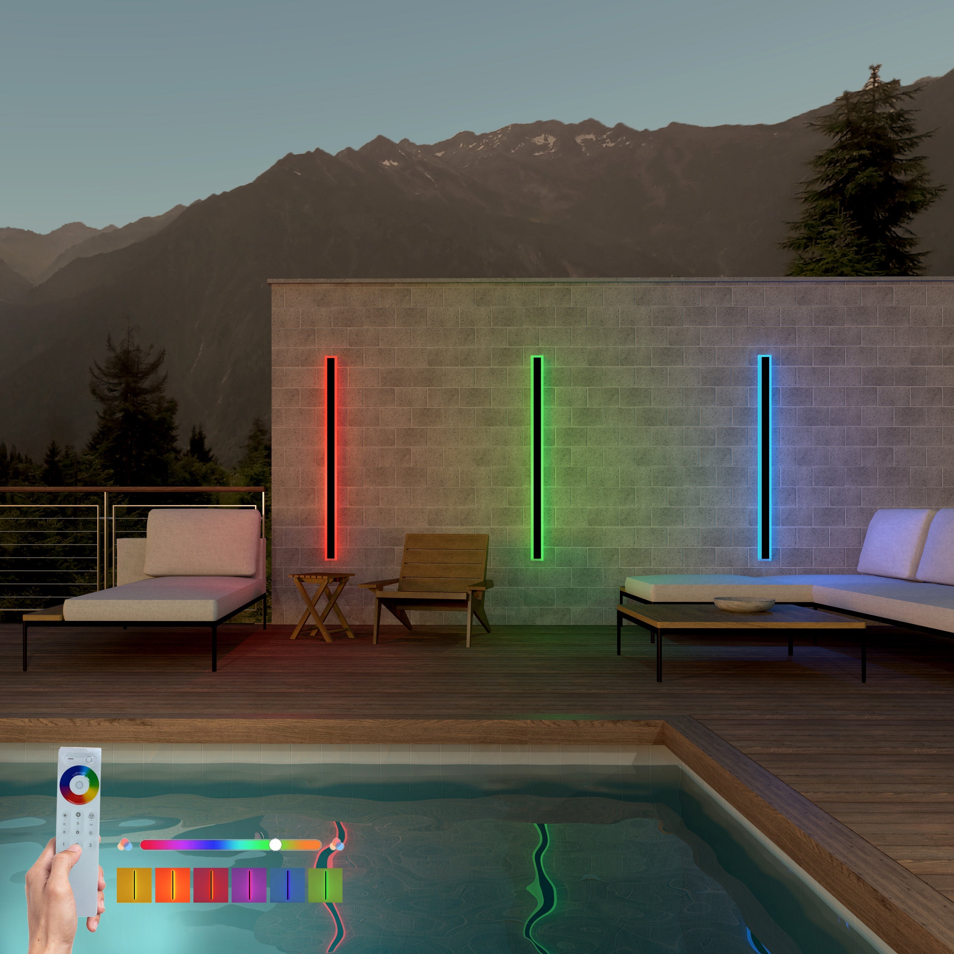 Groots RGB Lampada da parete esterna lineare minimalista