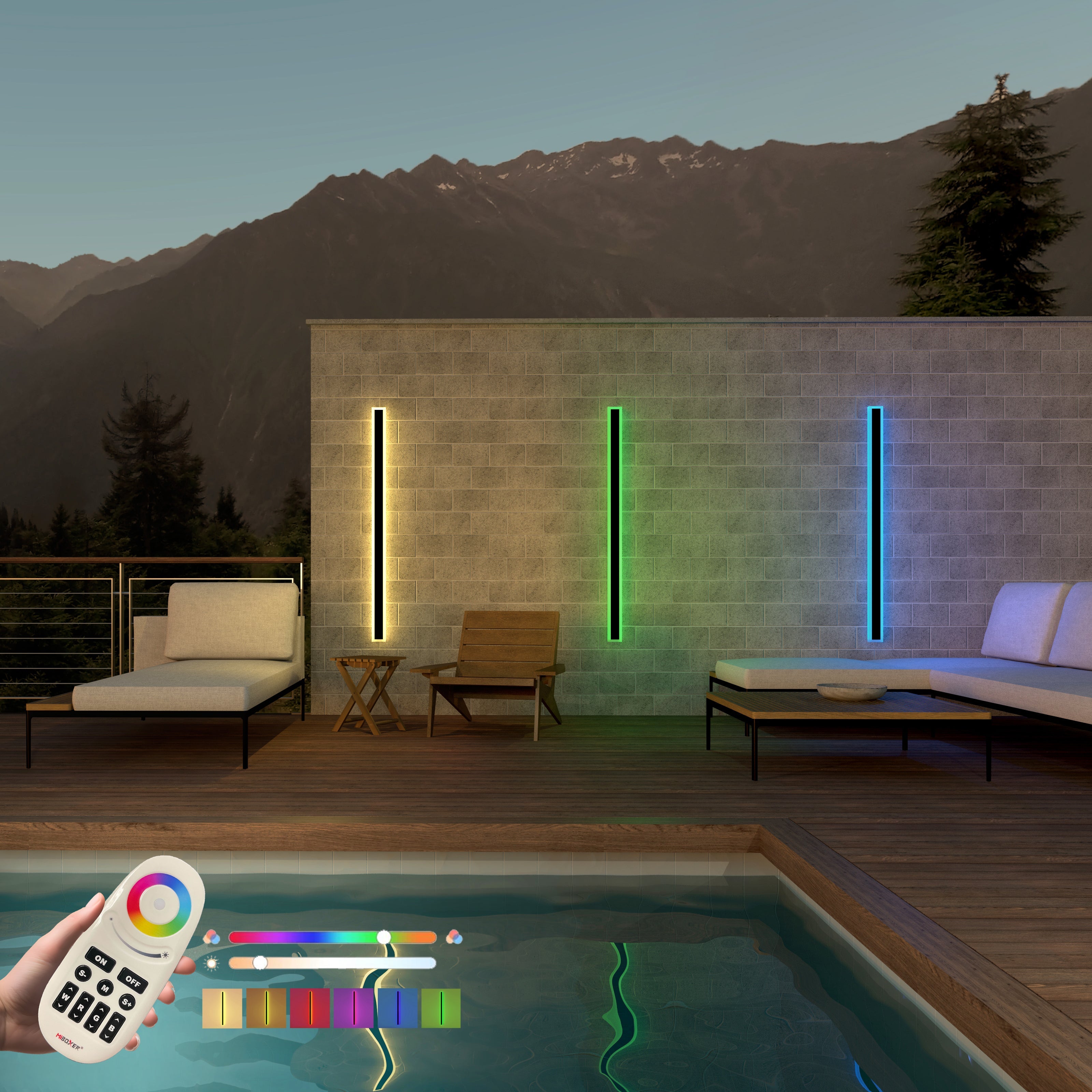 Groots RGB Lampada da parete esterna lineare minimalista