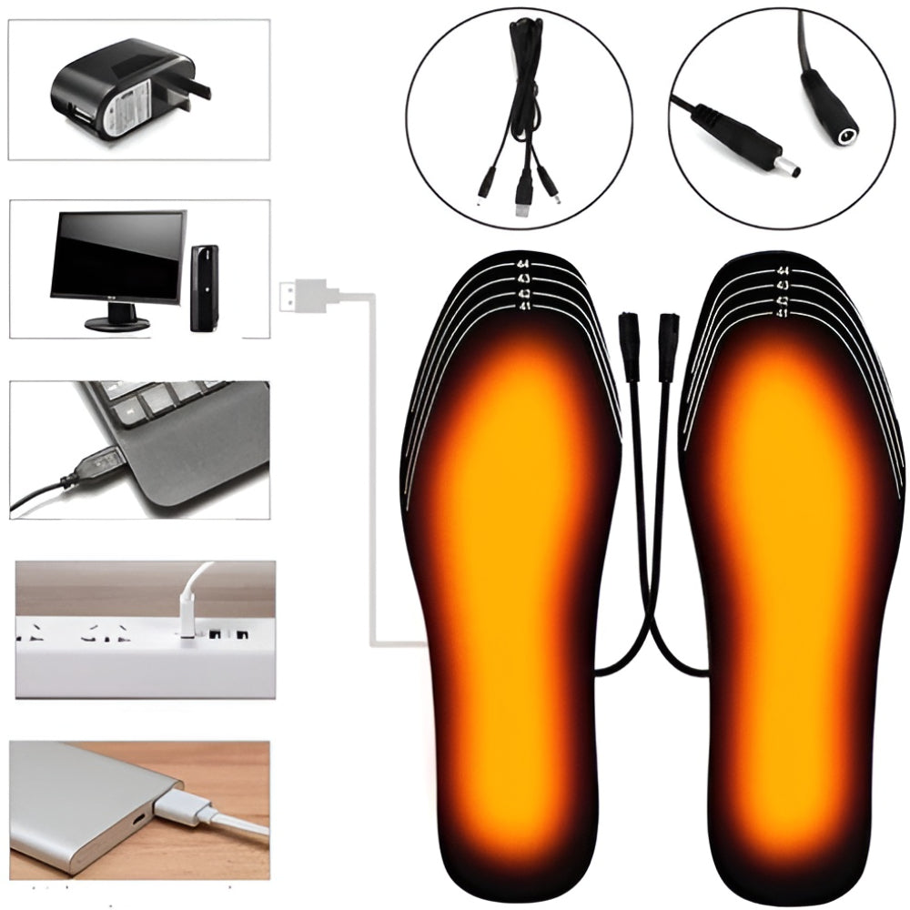 Heated USB Rechargeable Insoles Adjustable Warmth Shoes