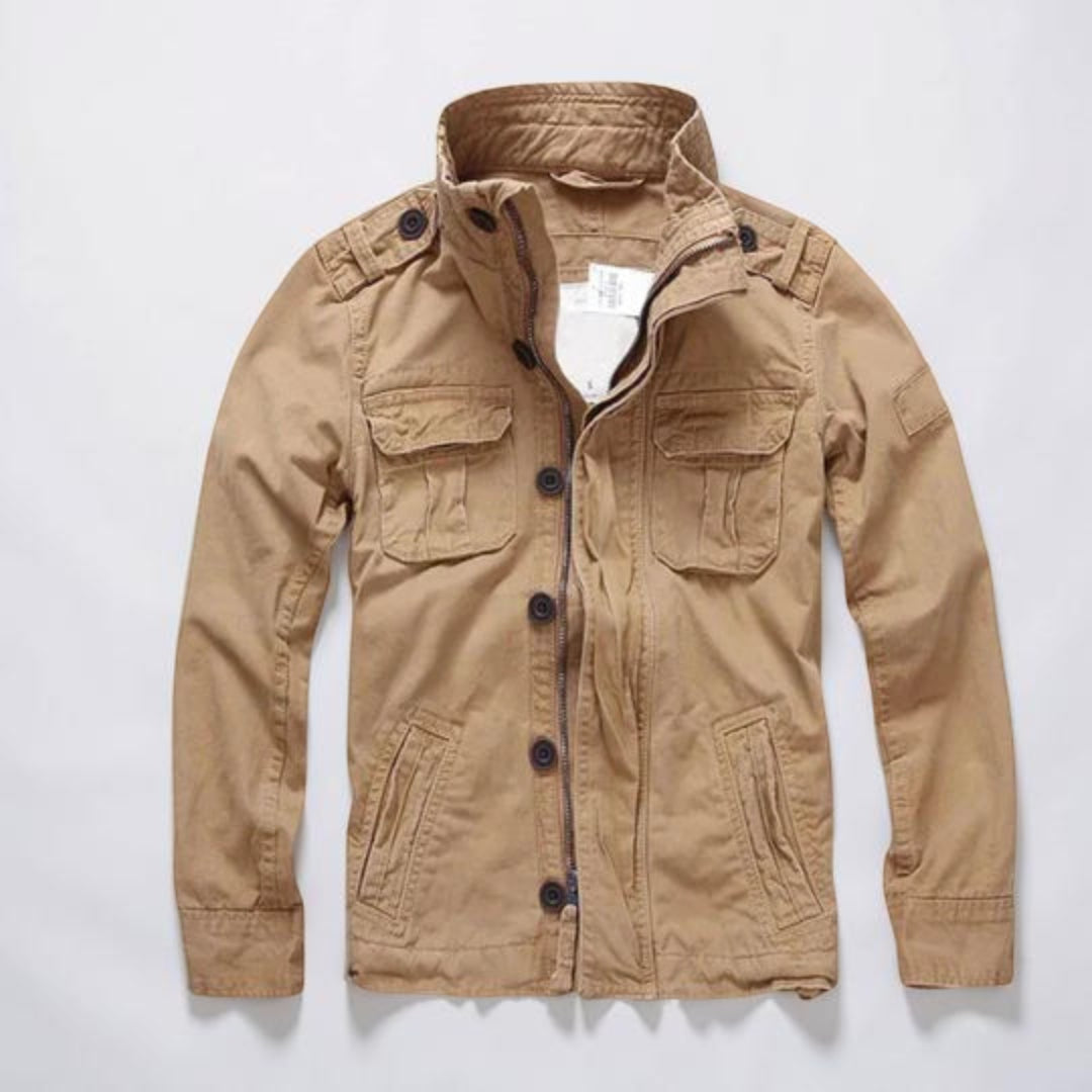 Men's Casual Long Sleeve Utility Jacket Multiple Pockets